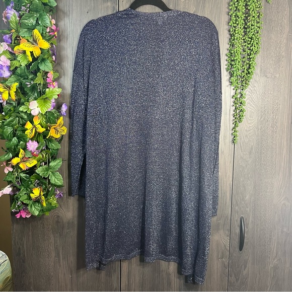 .🌼3/$30🌼C Navy Blue Sparkle Undertone Open Front Lightweight Cardigan Size M - Picture 10 of 16